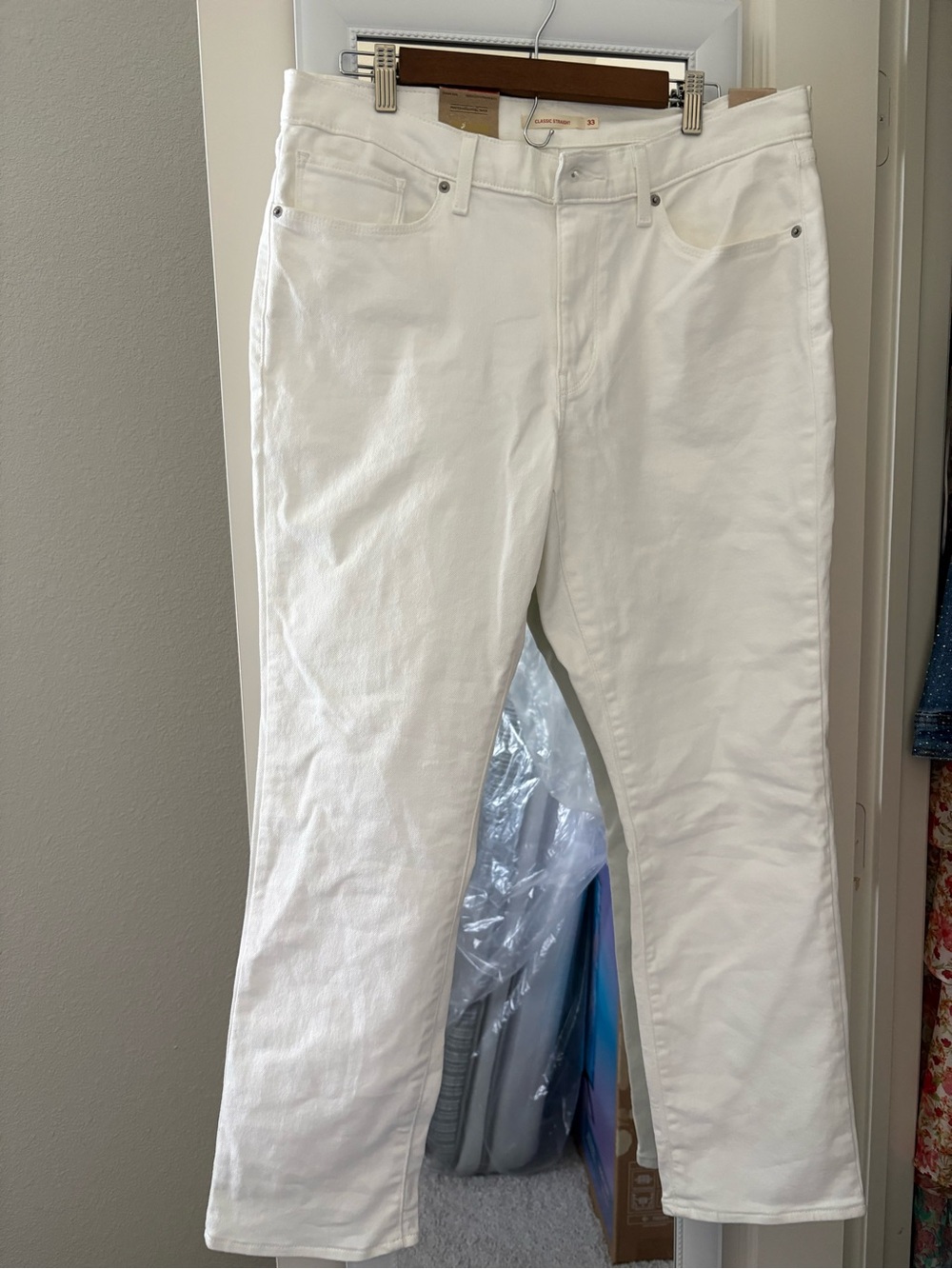 Levi's White Straight Leg Jeans